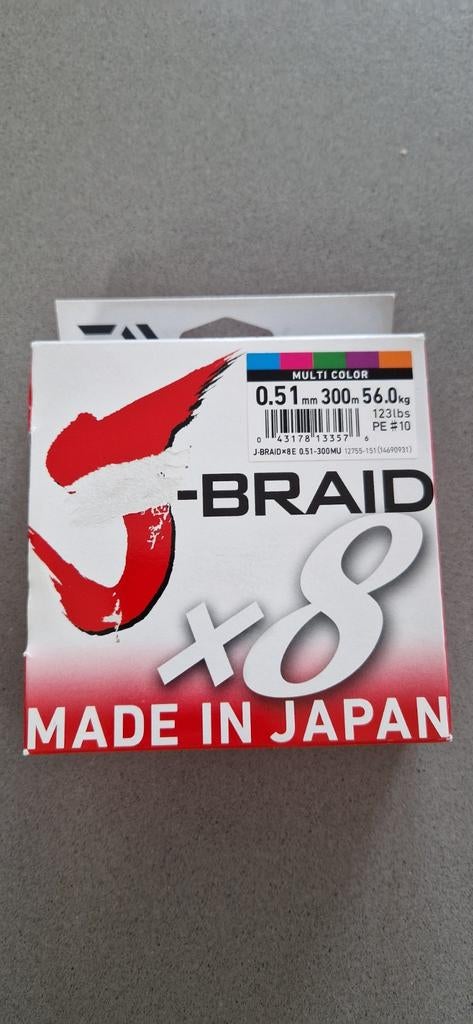Daiwa J-Braid x8 0.51mm 300m 56kg Vislijn, Ophalen of Verzenden, Nieuw, Vislijn