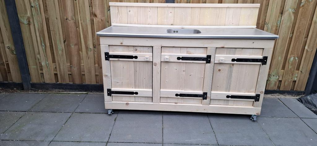 Steigerhouten buitenkeukens met rvs reginox werkblad., Tuin en Terras, Ophalen, Nieuw