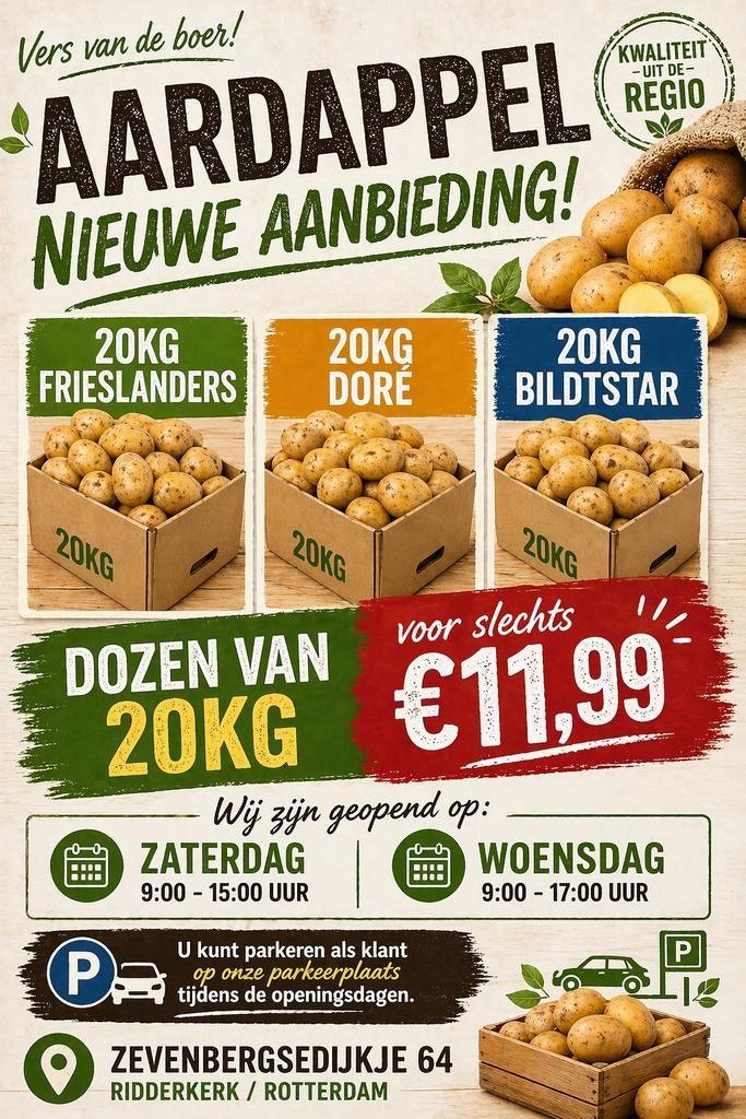 Aardappelen 20kg, Ophalen of Verzenden