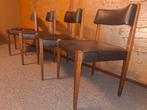 Set van 4 vintage eetkamerstoelen, zwart skai en hout, Ophalen