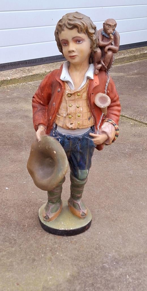 Vintage gispen beeld zigeuner-, kermis-, draaiorgel jongen., Antiek en Kunst, Ophalen