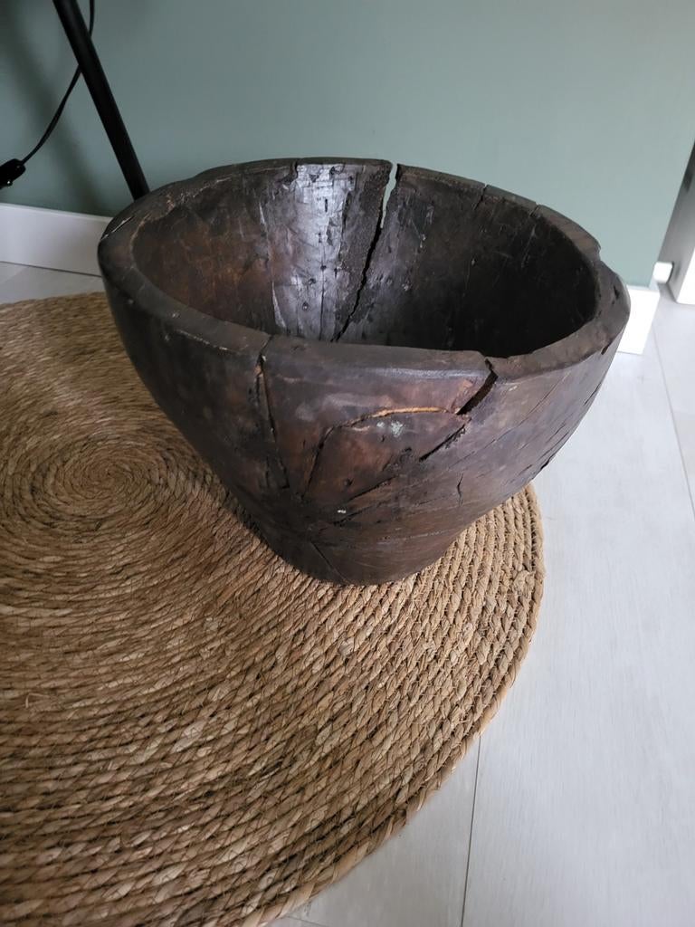 Oude houten bak, Ophalen, Gebruikt, Rond, Hout
