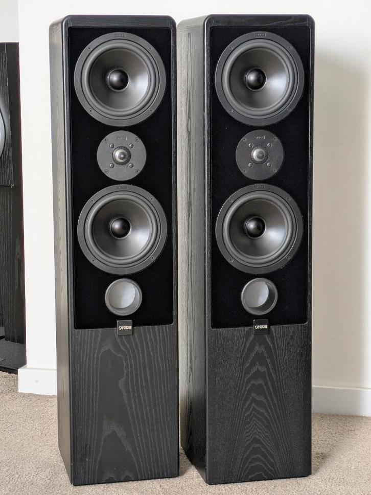 Canton Ergo 70 DC, Duitse 100 W speakers, front met suède, Audio, Tv en Foto, Luidsprekers, Gebruikt, Front, Rear of Stereo speakers