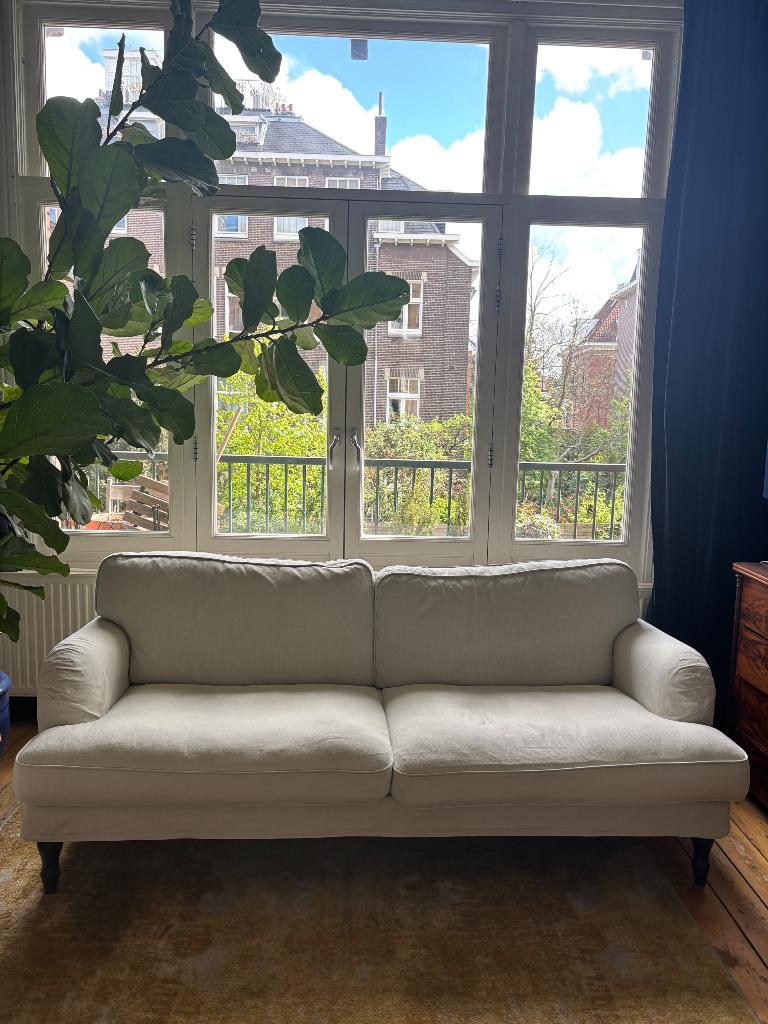 Stocksund 3 zits bank linnen creme beige zand kleur, Ophalen, Klassiek, Driepersoons, 75 tot 100 cm