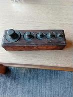 Oude gewichten set in houten houder, Antiek en Kunst, Antiek | Gereedschap en Instrumenten, Ophalen of Verzenden