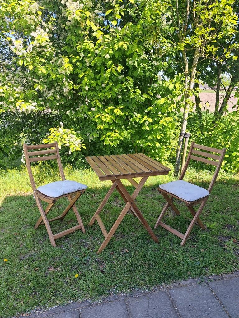 Ikea houten bistro set, Ophalen of Verzenden, Zo goed als nieuw, Hout, 2 zitplaatsen