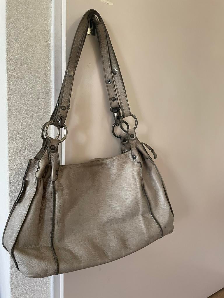 Fred de la Bretoniere tas grijs leer leder leren lederen, Sieraden, Tassen en Uiterlijk, Tassen | Damestassen, Ophalen of Verzenden