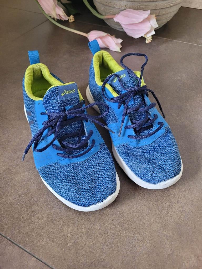 ASICS Kanmei GS - Blue & Lime - sportschoen, 38, Gebruikt, Jongen of Meisje, Sportschoenen, Asis
