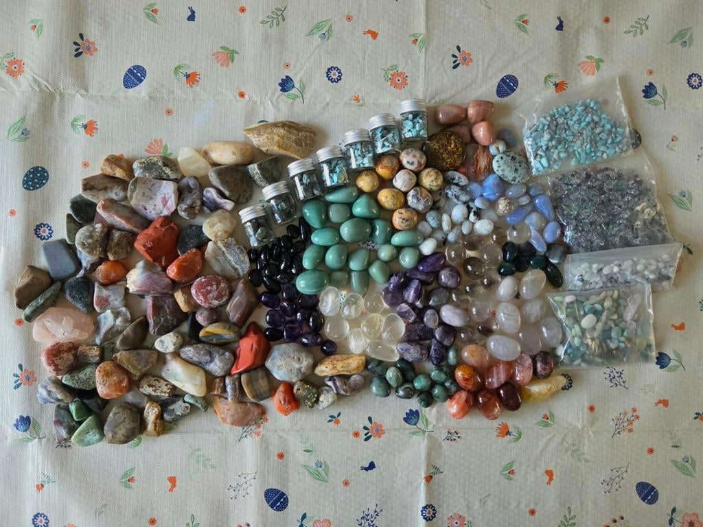 Partij trommelstenen en half getrommelde stenen, Verzamelen, Mineralen en Fossielen, Ophalen of Verzenden