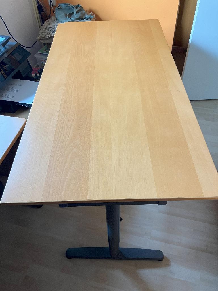 bureau + ladeblok, Overige typen, Gebruikt, In hoogte verstelbaar, Hout