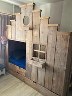 Stapelbed met trapgevel Bowie  ( voormalig vogelhuisjesbed), Huis en Inrichting, Ophalen, Gebruikt, Steigerhout, Overige maten