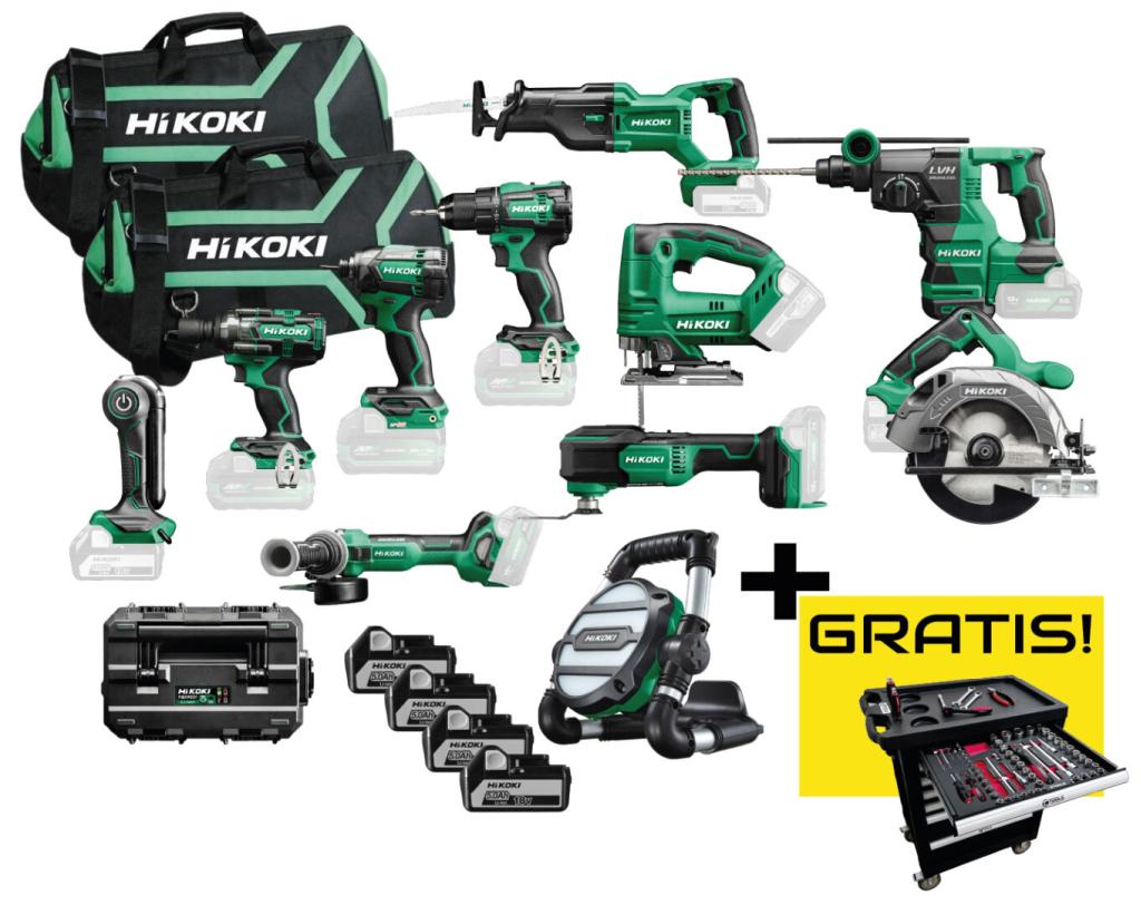 Hikoki KC18KIDLEMAX Combiset | 11 machines, 4 accu's en, Niet ingevuld, Niet ingevuld, Niet ingevuld