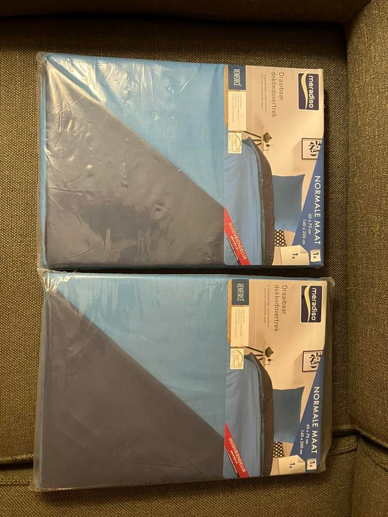 Dekbedhoezen blauw 2x, Eenpersoons, Blauw, Dekbedovertrek, Nieuw