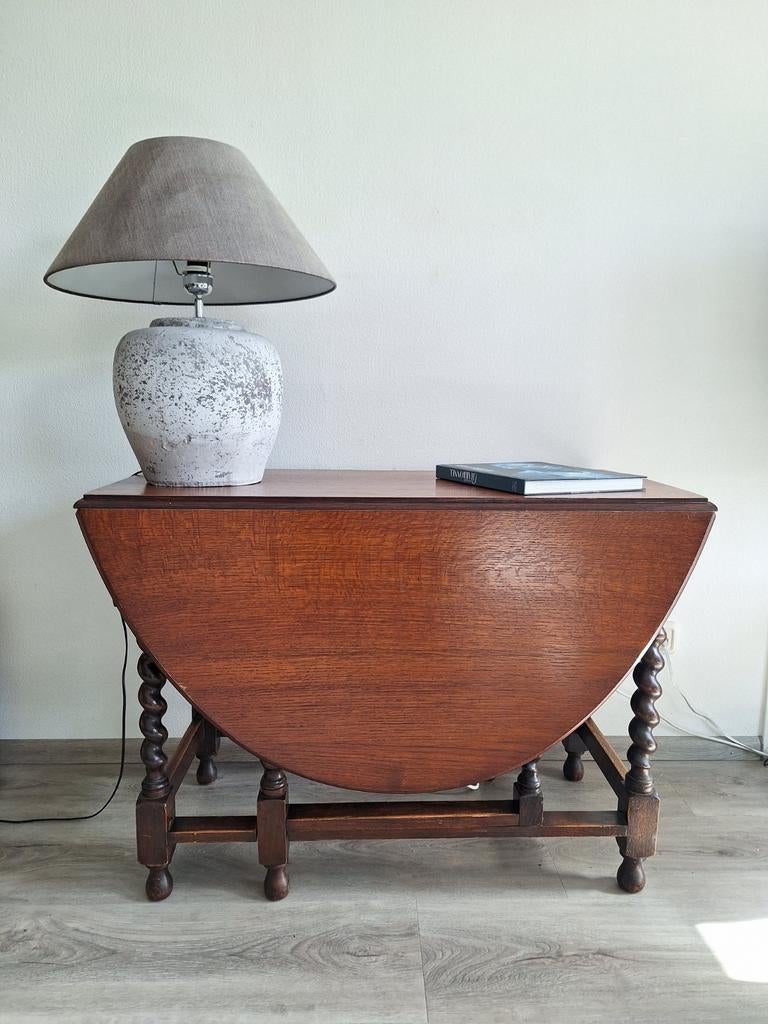 Antieke Engelse gate-leg tafel, Huis en Inrichting, Tafels | Eettafels, Ophalen, Gebruikt, Eikenhout, Overige vormen