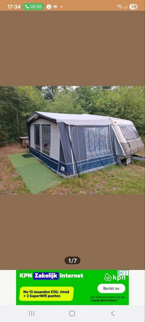 Dorema voortent met stokken maat 6   1x gebruikt, Caravans en Kamperen, Voortenten en Luifels, Ophalen, Zo goed als nieuw, Dorema