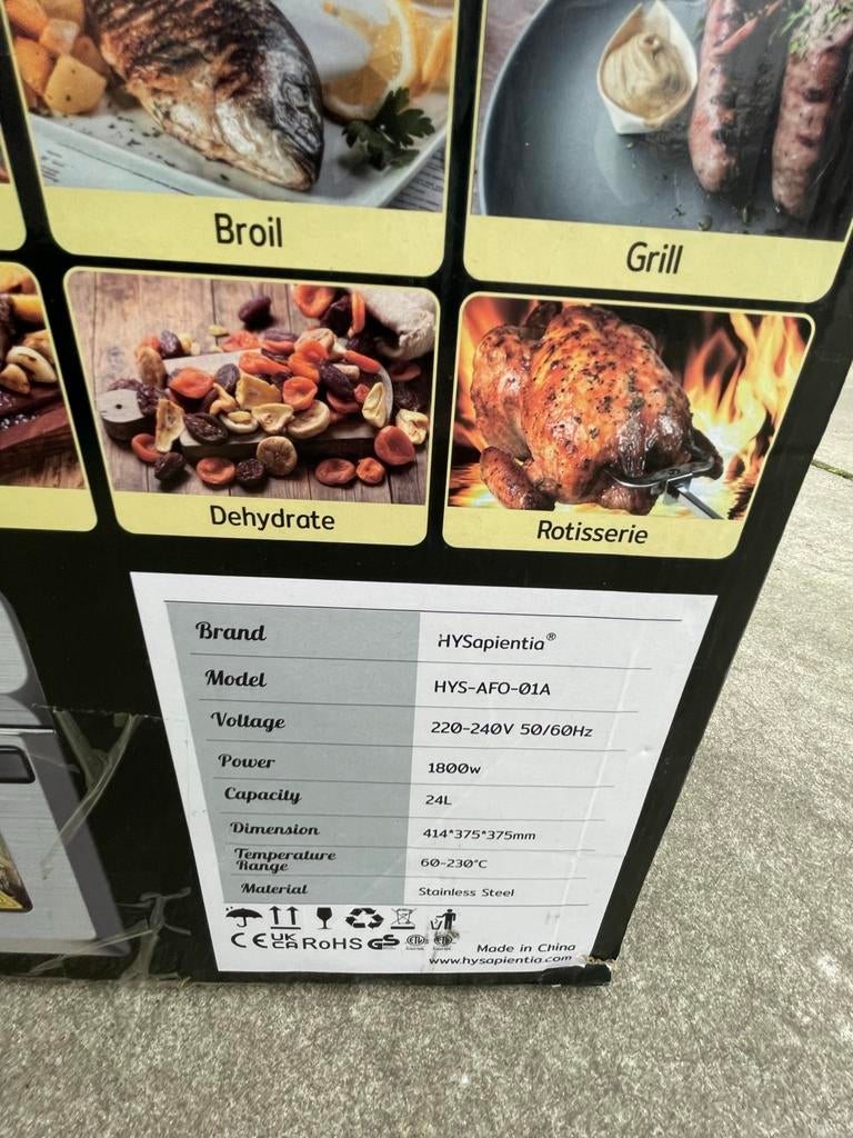 HYSapientia 24L Digitale Heteluchtoven - Nieuw met deuken, Witgoed en Apparatuur, Ovens, Minder dan 45 cm, Nieuw, Ophalen of Verzenden