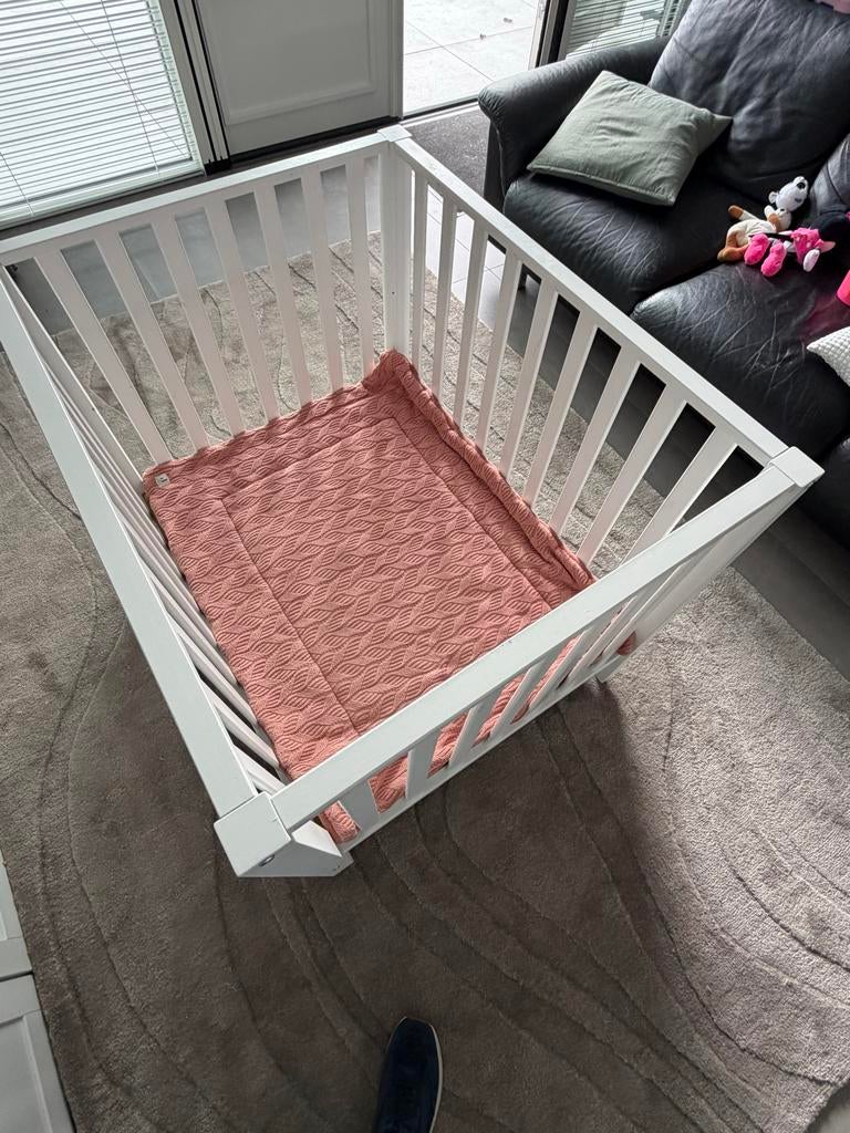 Bopita Brent Box met Lade en Jollein Boxkleed, Kinderen en Baby's, Boxen, Ophalen, Gebruikt, Vierkant, In hoogte verstelbaar