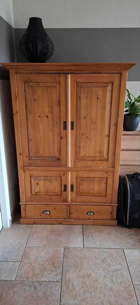 Grenen Computer/TV Meubel met Uitschuifbaar Plateau, Ophalen, Gebruikt, 70 tot 120 cm, 120 tot 170 cm