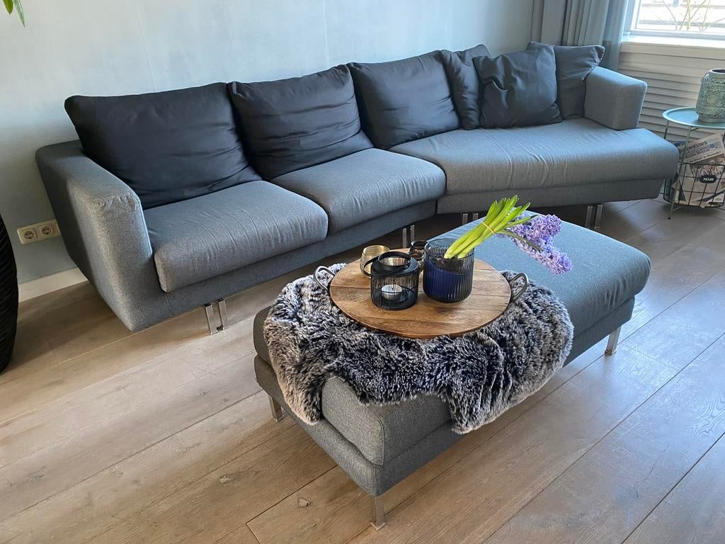 Italiaans design hoekbank met afneembare hoes en hocker, Ophalen, Zo goed als nieuw, Stof, Italiaans design