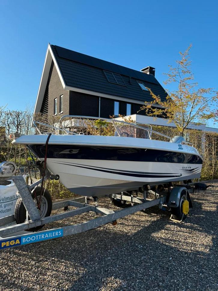 Galia 475, Watersport en Boten, Speedboten, Gebruikt, 3 tot 6 meter, Benzine, 70 tot 120 pk, Polyester, Buitenboordmotor, Ophalen of Verzenden