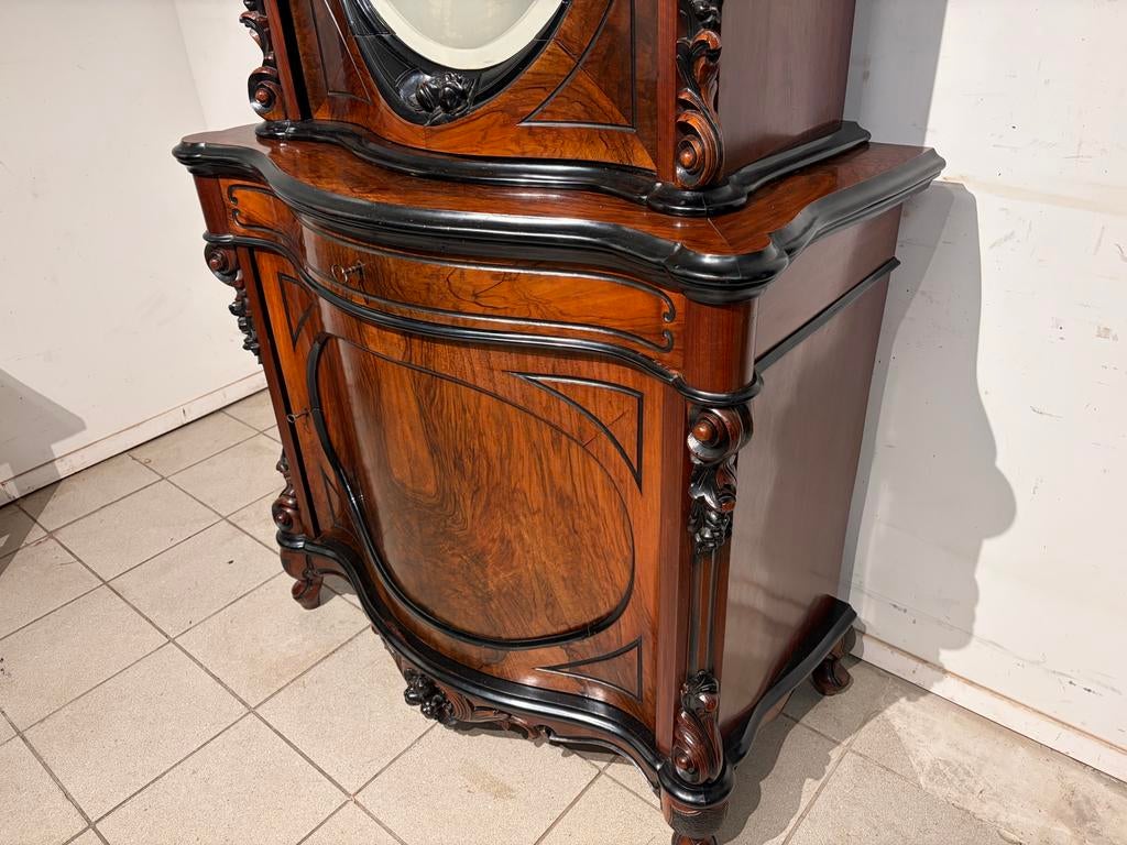 Mahonie Willem lll bonheur met kuif en rollen, Antiek en Kunst, Antiek | Meubels | Kasten, Ophalen