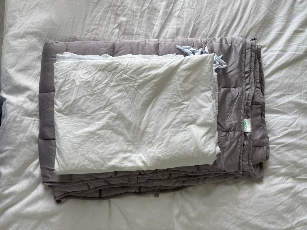 Litollo bamboe verzwaringsdeken 8kg 150x200cm incl overtrek, Ophalen, Eenpersoons, Grijs, Deken of Dekbed