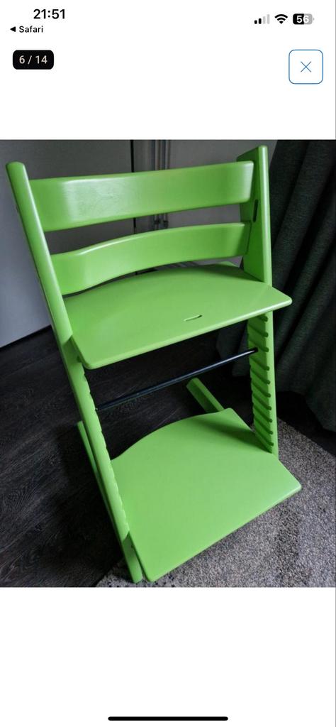 Stokke Tripp Trapp meegroeistoel - Groen origineel, Ophalen of Verzenden, Gebruikt, Meegroeistoel, Aanschuifbaar