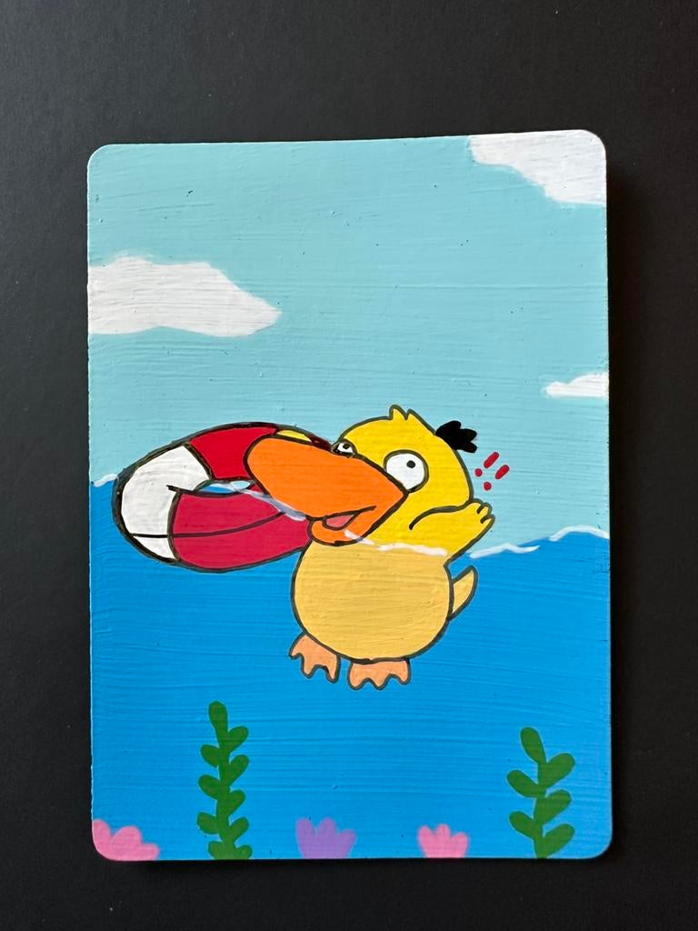Psyduck custom pokemon kaart - handmade, Ophalen of Verzenden, Zo goed als nieuw, Losse kaart