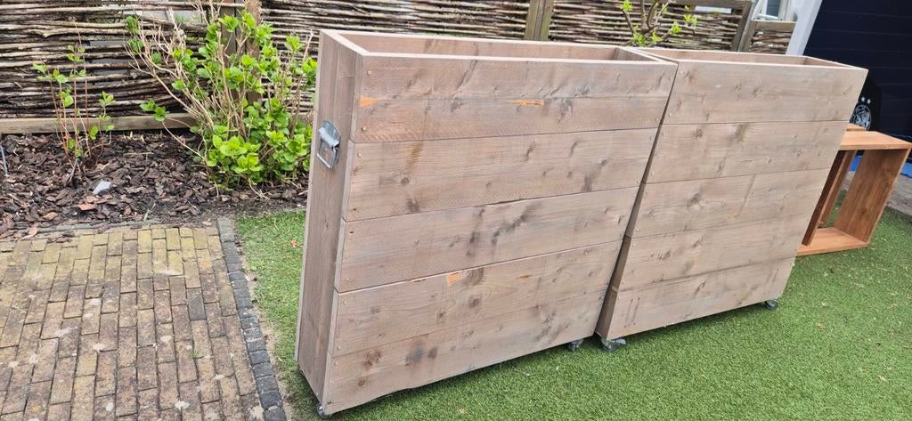 Verrijdbare bloembakken van steigerhout, Ophalen of Verzenden, Rechthoekig, Hout, 60 cm of meer