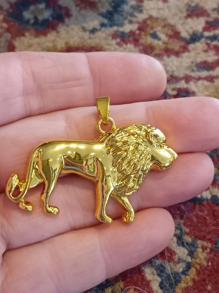 Prachtige gouden leeuwen hanger, Overige materialen, Nieuw, Ophalen of Verzenden, Goud