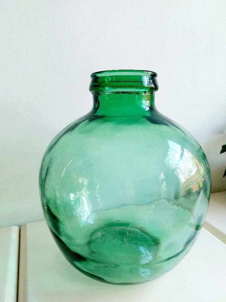 Viresa vaas gistfles groen Groen glazen vloervaas fles 37 cm, Ophalen, Groen, Glas, Minder dan 50 cm