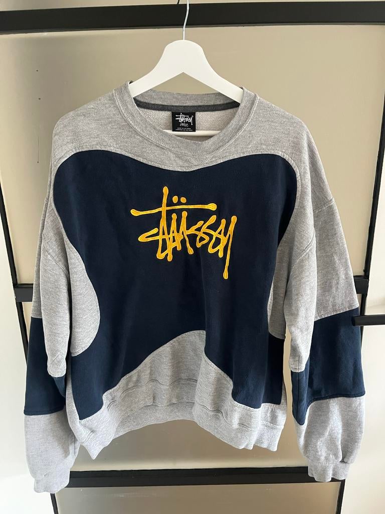 Stussy Color Block Sweatshirt Maat L, Ophalen of Verzenden, Zo goed als nieuw, Maat 42/44 (L), Grijs
