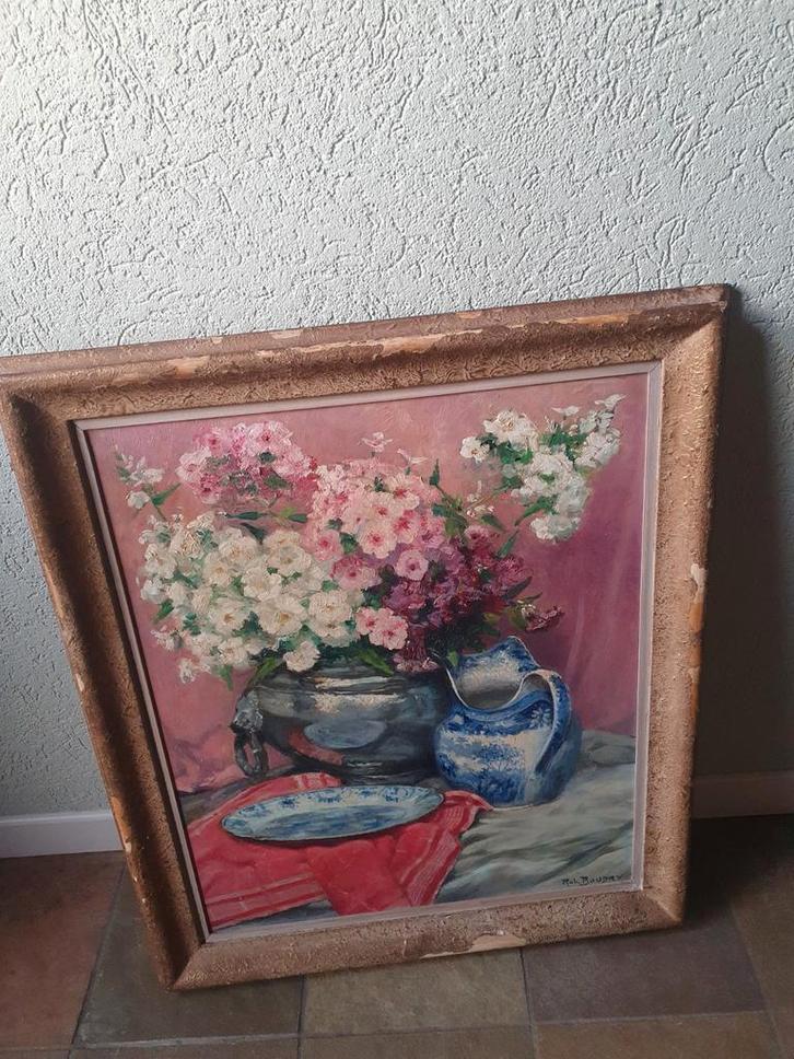 Stillevenschilderij Robert Boudry - Bloemen in vaas, Antiek en Kunst, Kunst | Schilderijen | Klassiek, Ophalen of Verzenden
