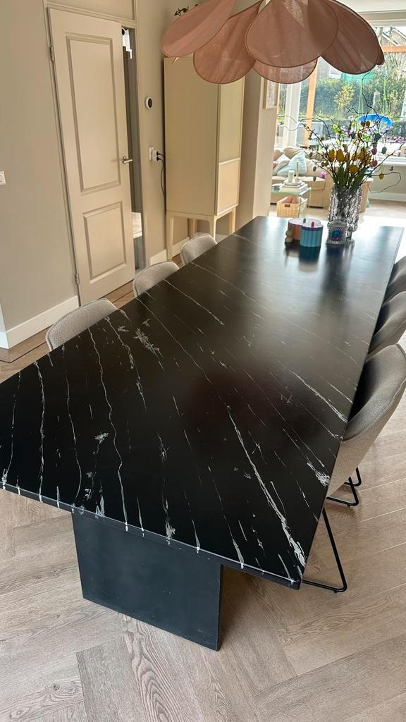 Eettafel 300x100 cm zwart marmer look, Huis en Inrichting, Tafels | Eettafels, Gebruikt, 100 tot 150 cm, 200 cm of meer, Vijf personen of meer