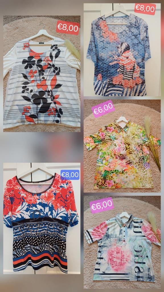 5 Dames Shirts Korte Mouw - Gerry Weber & Lucia, Kleding | Dames, Ophalen of Verzenden, Zo goed als nieuw, Maat 42/44 (L)