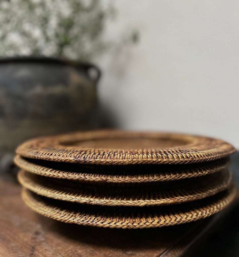 Set (4 stuks) Birma Myanmar onder borden birmariet rattan, Ophalen of Verzenden