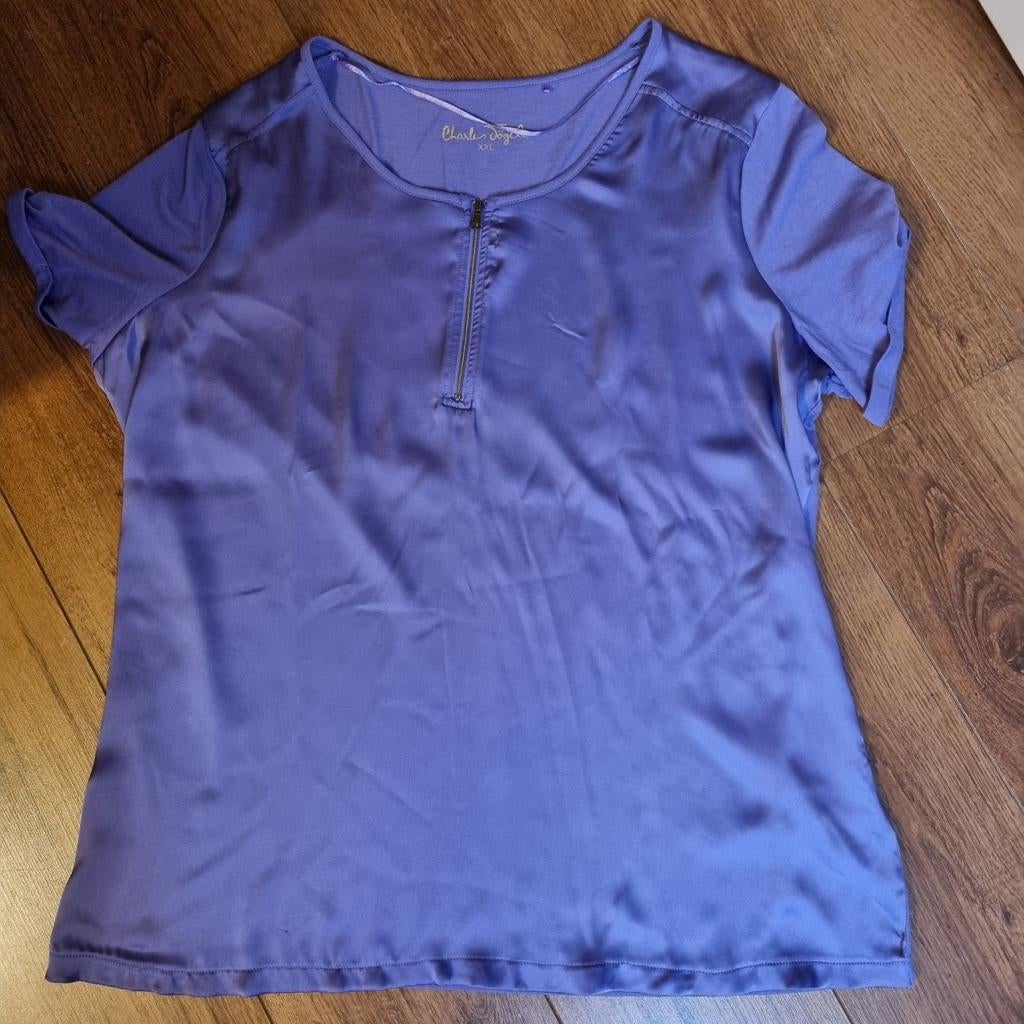 Paars T-shirt met korte mouwen - Maat XXL, Kleding | Dames, Grote Maten, Charles Vogele, Paars, Zo goed als nieuw, Shirt of Top