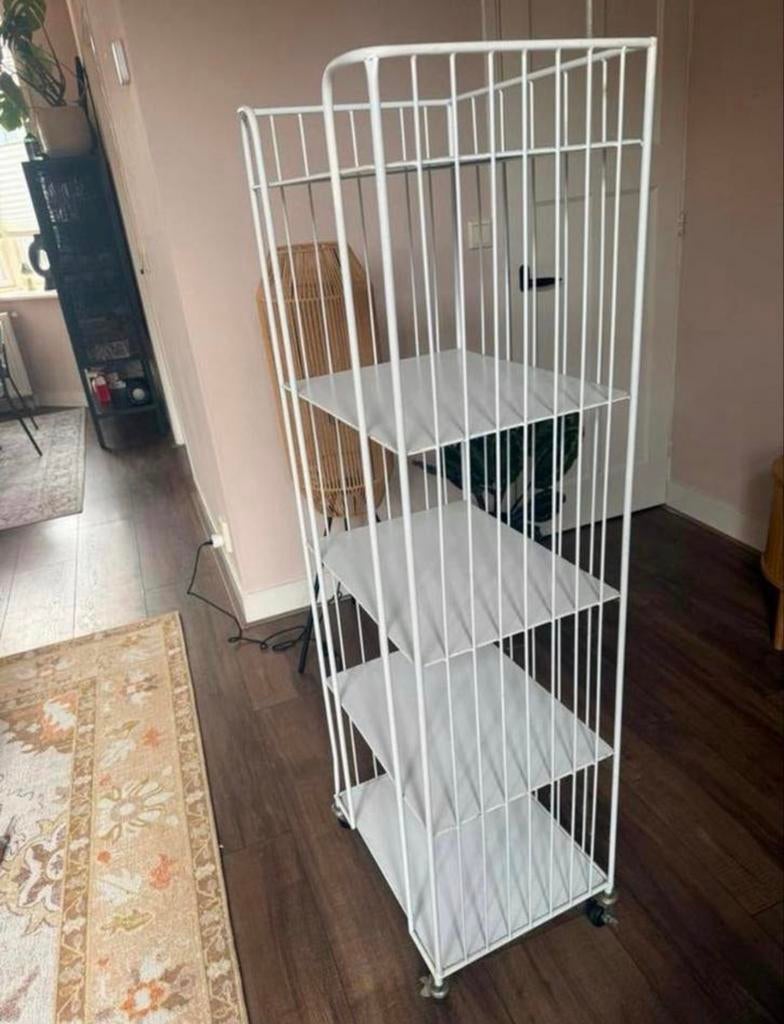 Witte trolly met 4 plankjes wit, Huis en Inrichting, Kasten | Stellingkasten, Ophalen of Verzenden, Gebruikt