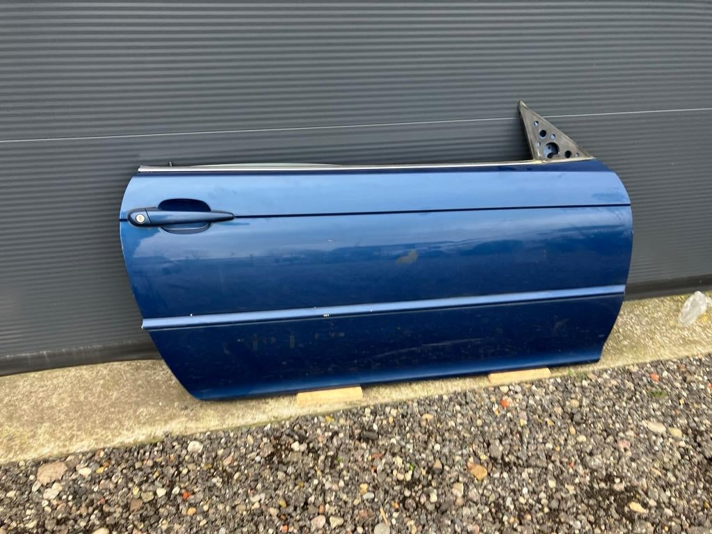 BMW e46 coupe cabrio rechter deur Topas blauw met deurrubber, Auto-onderdelen, Ophalen, Gebruikt, Deur, Rechts