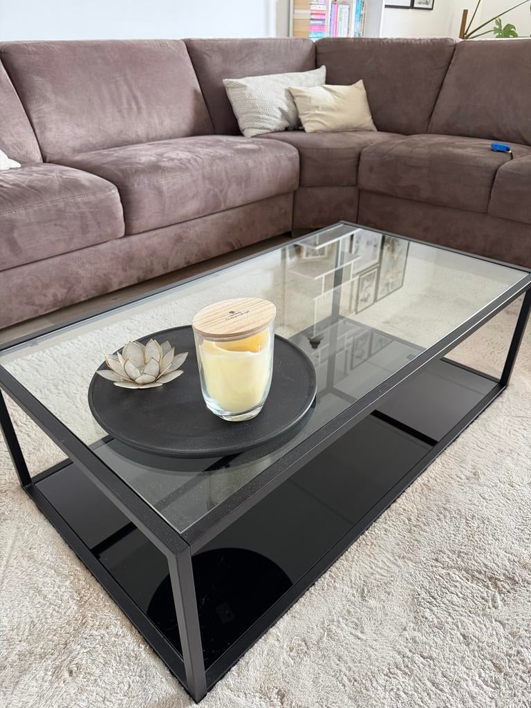 Kave Home glazen salontafel, Huis en Inrichting, Tafels | Salontafels, Ophalen, Gebruikt, 100 tot 150 cm, 50 tot 100 cm