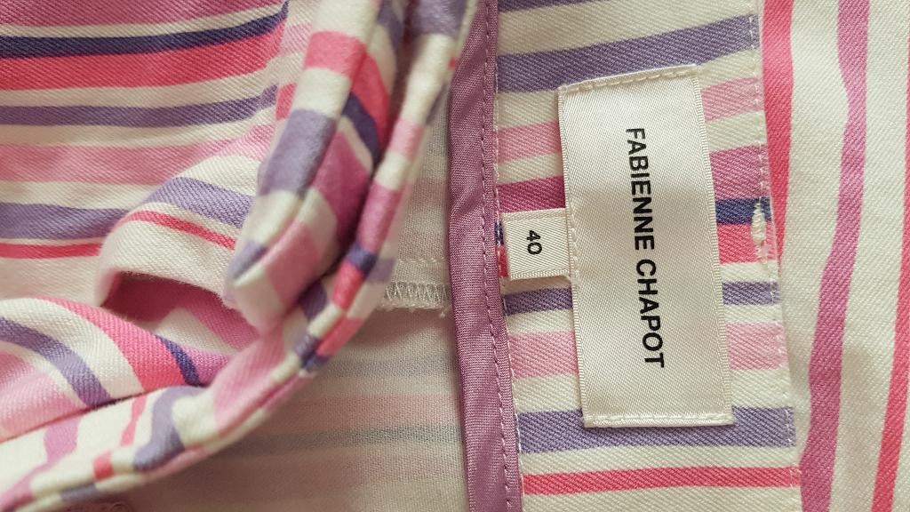 Nieuwe gestreepte broek Fabienne Chapot, Kleding | Dames, Broeken en Pantalons, Maat 38/40 (M), Paars, Nieuw, Ophalen of Verzenden