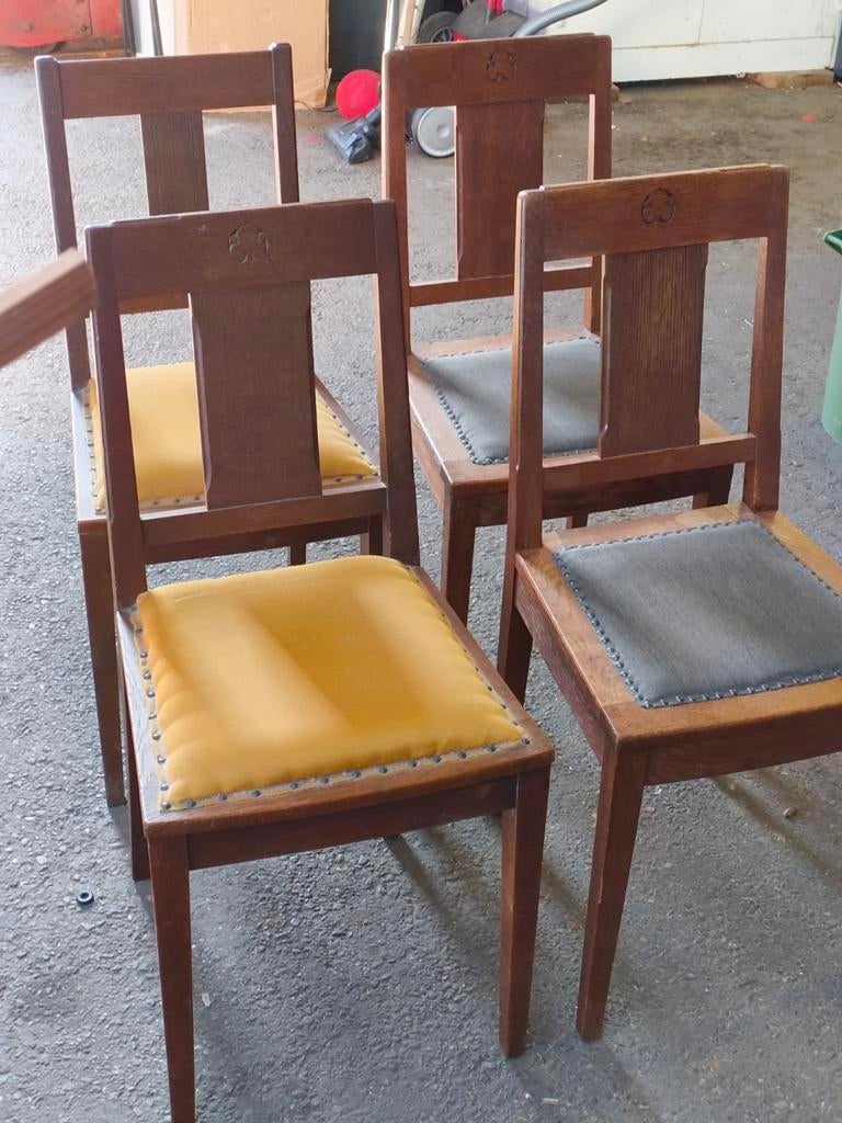 J.A.Huizinga Meubels Groningen 4 x gemerkte stoelen, Antiek en Kunst, Ophalen of Verzenden