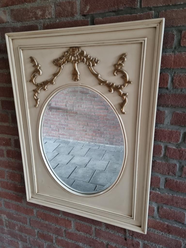 Antieke Franse trumeau spiegel ovaal, Ophalen of Verzenden