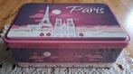 Roze Frans Massilly blik, Parijs, Eifeltoren, Notre Dame, Verzamelen, Ophalen of Verzenden, Gebruikt, Koek(jes), Overige merken