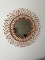 Spiegel bamboe rotan 76 cm, Ophalen, Rond, Zo goed als nieuw, 75 tot 100 cm
