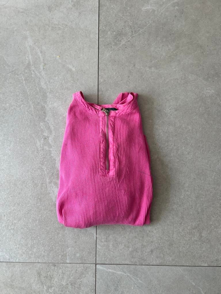 Roze geribbelde trui met rits van Ralph Lauren, Maat 38/40 (M), Ophalen of Verzenden, Zo goed als nieuw, Lange mouw