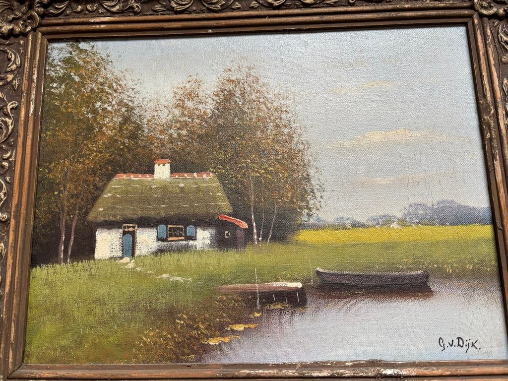 Schilderij G. van Dijk, Antiek en Kunst, Kunst | Schilderijen | Klassiek, Ophalen of Verzenden