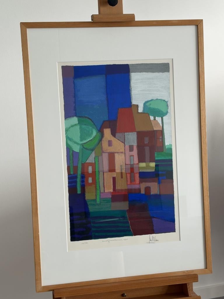 Ton Schulten, ingelijste zeefdruk Voorjaarsbomen, Antiek en Kunst, Kunst | Litho's en Zeefdrukken, Ophalen