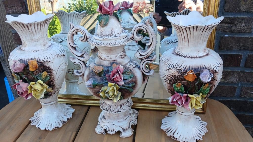 Vintage Italiaanse Capodimonte vazen, Ophalen of Verzenden