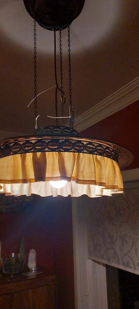 Antieke hanglamp jaren 30/koperen lamp, Huis en Inrichting, Lampen | Hanglampen, Ophalen, Minder dan 50 cm